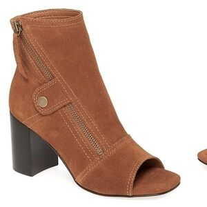 Matisse Lyon Tobacco Suede Open Toe Bootie, Size 7.5